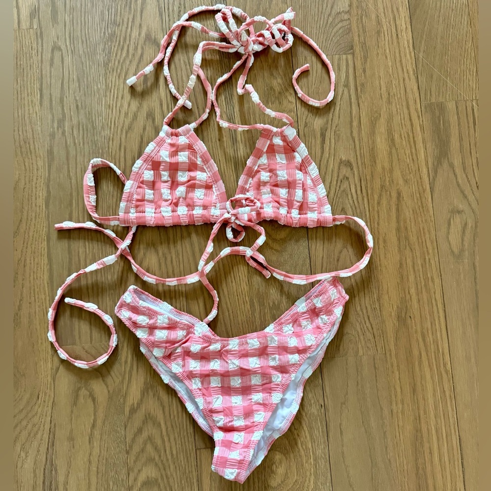 Montce Pink and White Gingham Bikini